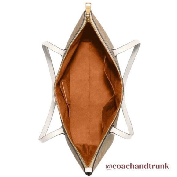 NWT COACH Gallery Tote Light Khaki Classic "C" With Chalk Leather & Gold Accents - Picture 8 of 12